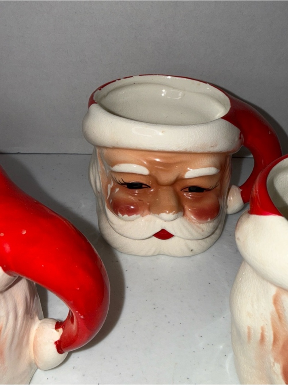 3” Japan made Santa Claus Ceramic Mug - Red and White Holiday Cup set of 4 - Picture 4 of 16